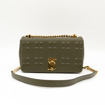 Small Lola Crossbody Bag Green Quilted Leather