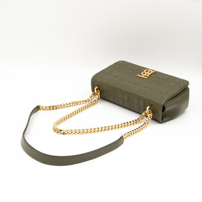 Small Lola Crossbody Bag Green Quilted Leather