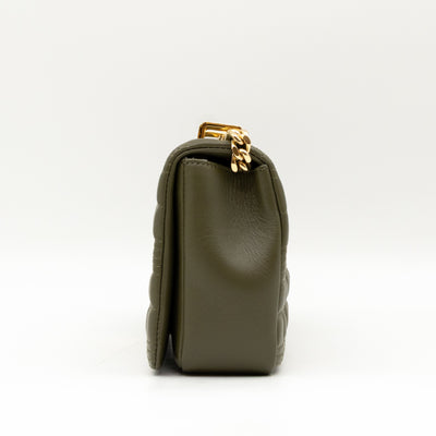 Small Lola Crossbody Bag Green Quilted Leather