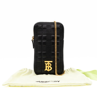 Mini Lola Vertical Crossbody Bag Black Quilted Leather