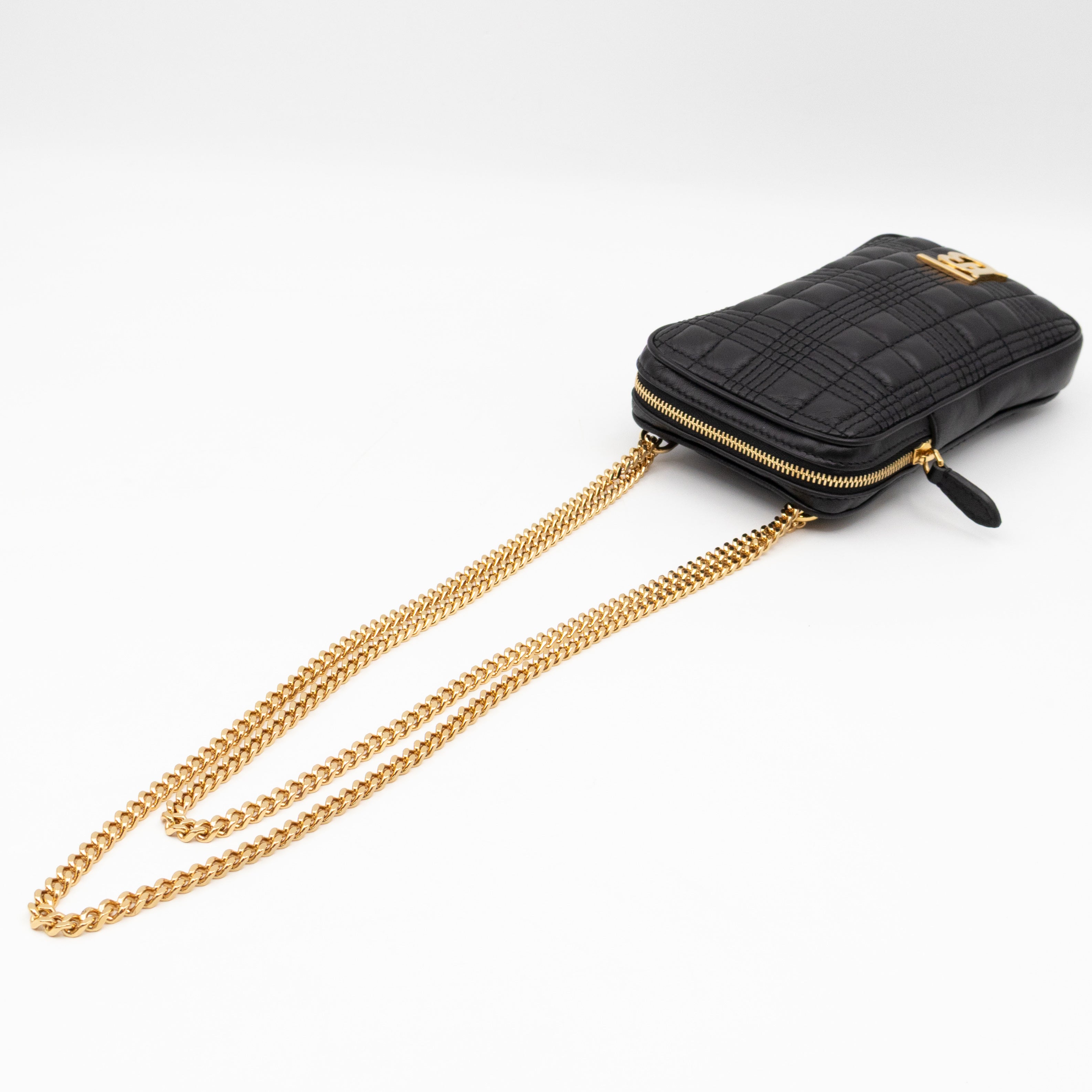 Mini Lola Vertical Crossbody Bag Black Quilted Leather