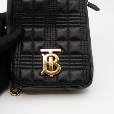 Mini Lola Vertical Crossbody Bag Black Quilted Leather