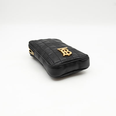 Mini Lola Vertical Crossbody Bag Black Quilted Leather