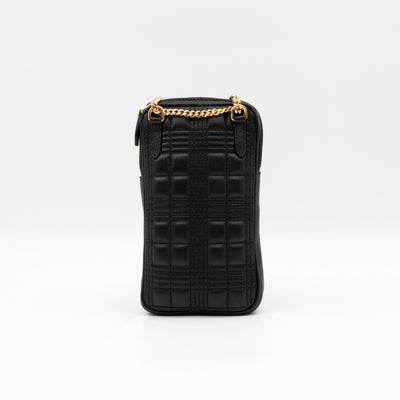 Mini Lola Vertical Crossbody Bag Black Quilted Leather