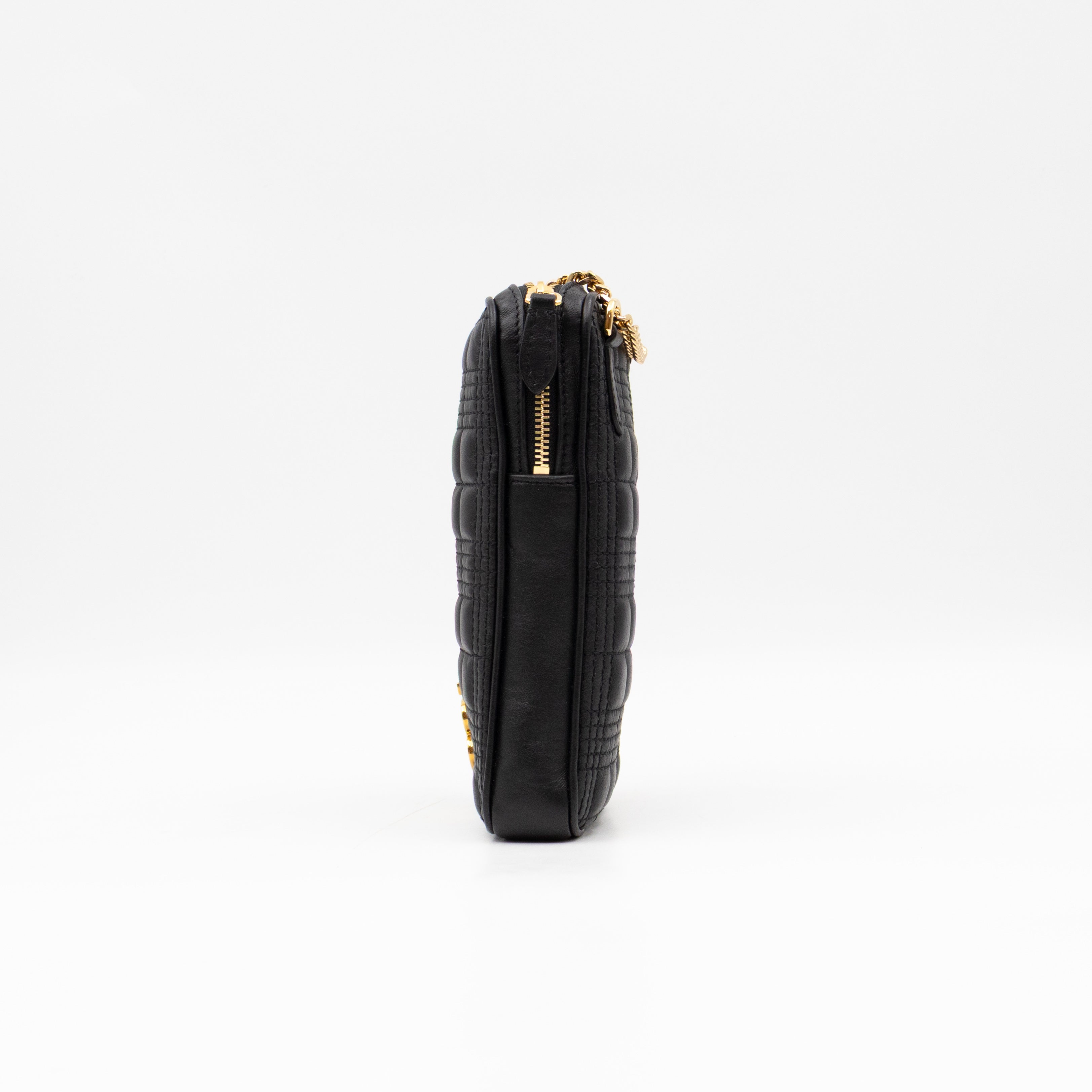 Mini Lola Vertical Crossbody Bag Black Quilted Leather