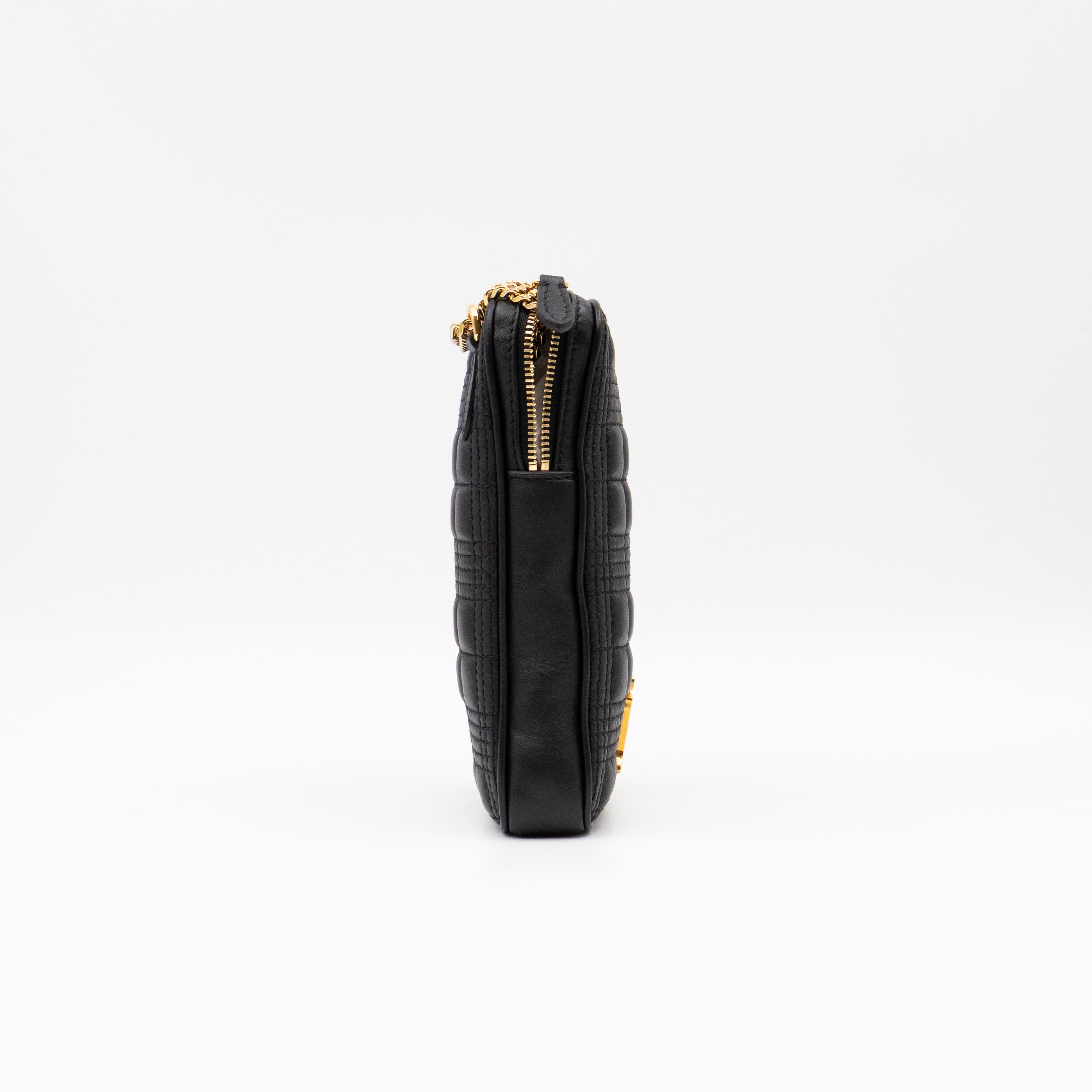 Mini Lola Vertical Crossbody Bag Black Quilted Leather