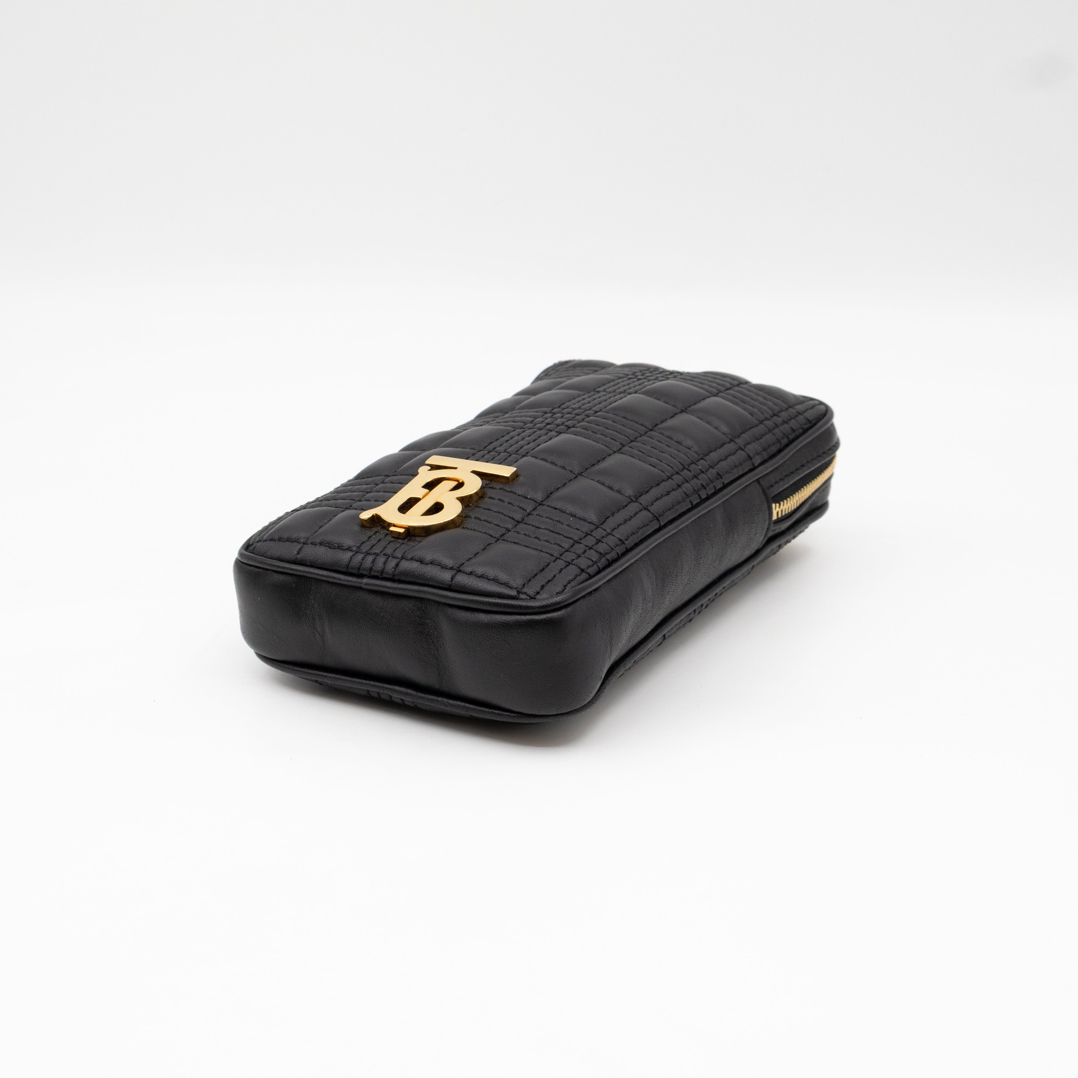 Mini Lola Vertical Crossbody Bag Black Quilted Leather