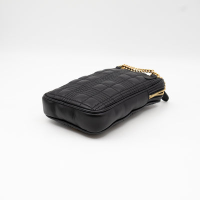 Mini Lola Vertical Crossbody Bag Black Quilted Leather
