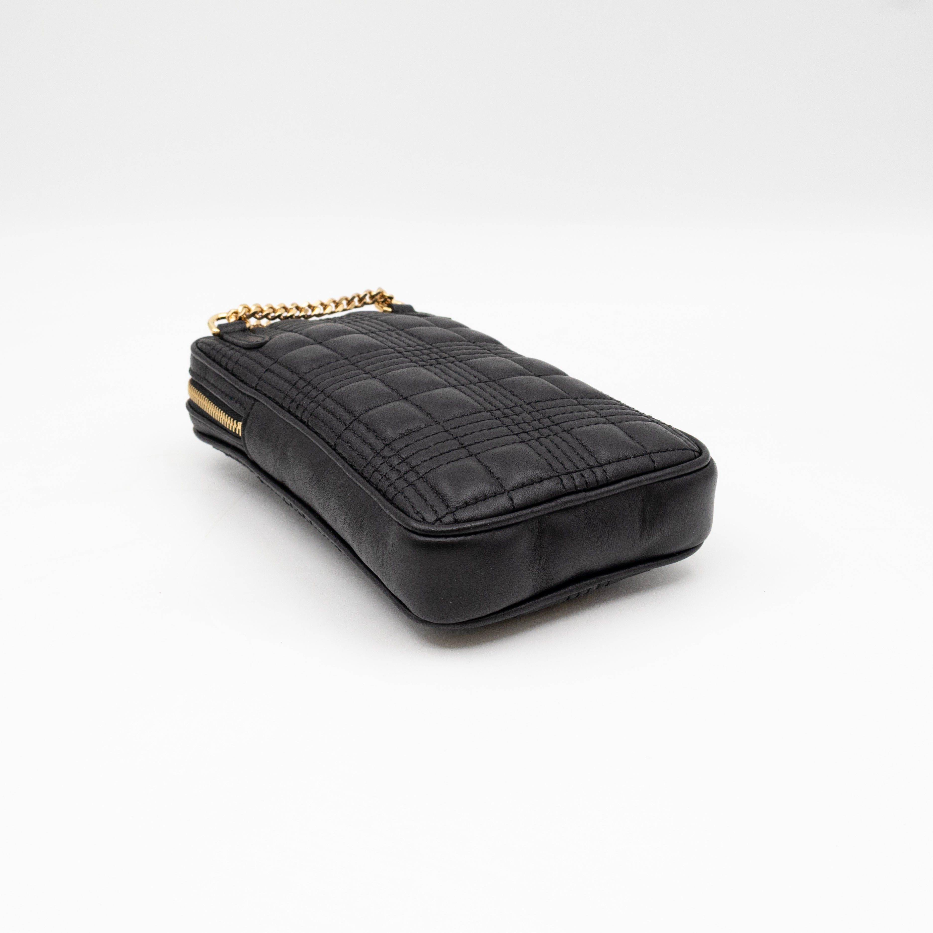 Mini Lola Vertical Crossbody Bag Black Quilted Leather