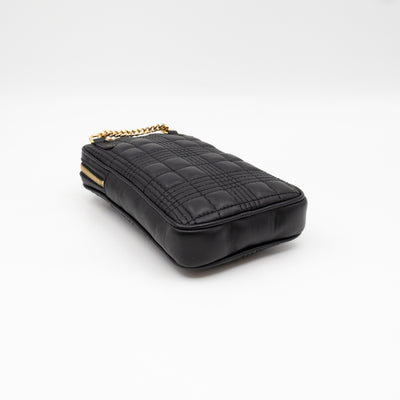 Mini Lola Vertical Crossbody Bag Black Quilted Leather