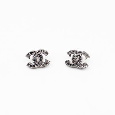 CC Crystal Earrings Black & Ruthenium