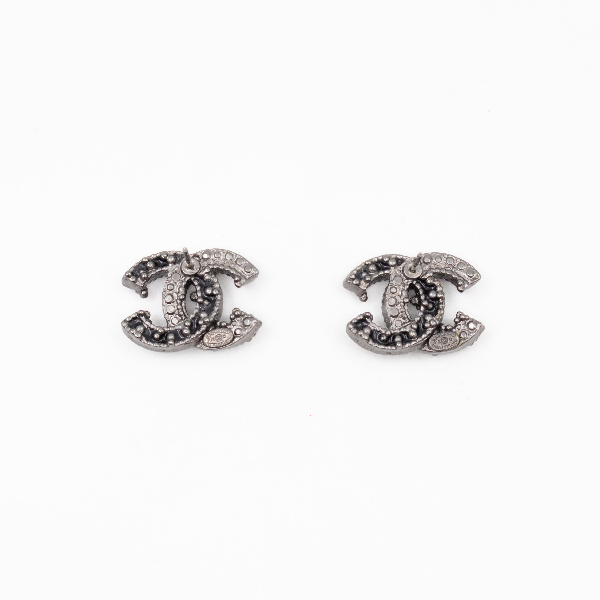 CC Crystal Earrings Black & Ruthenium