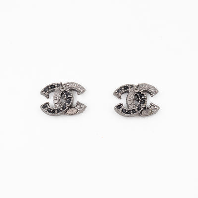 CC Crystal Earrings Black & Ruthenium