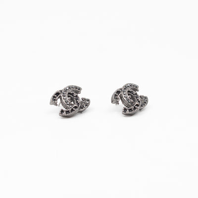 CC Crystal Earrings Black & Ruthenium