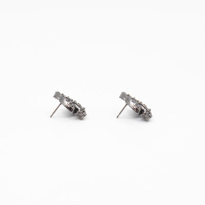 CC Crystal Earrings Black & Ruthenium