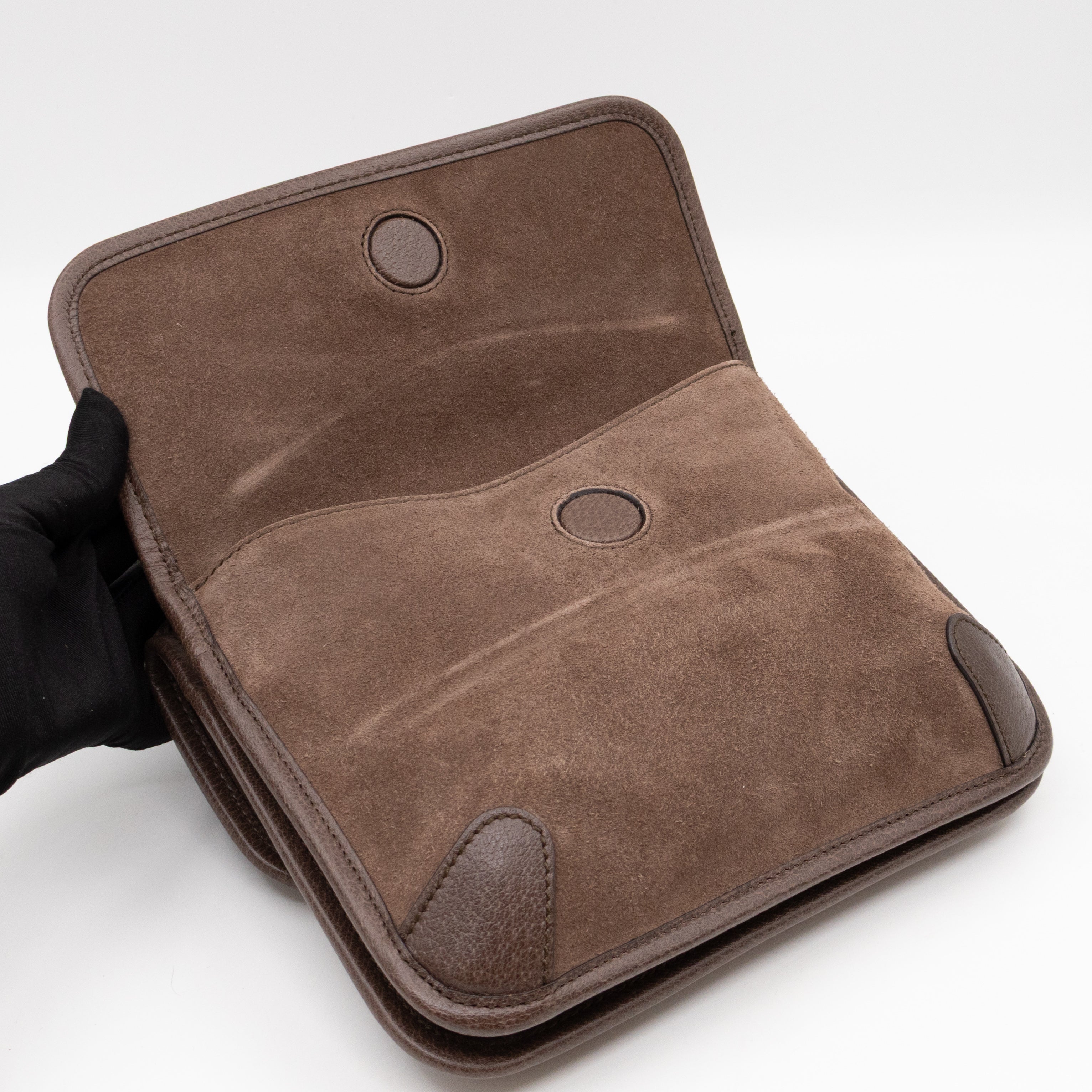 Neo Small Flap Messenger Bag Brown Suede
