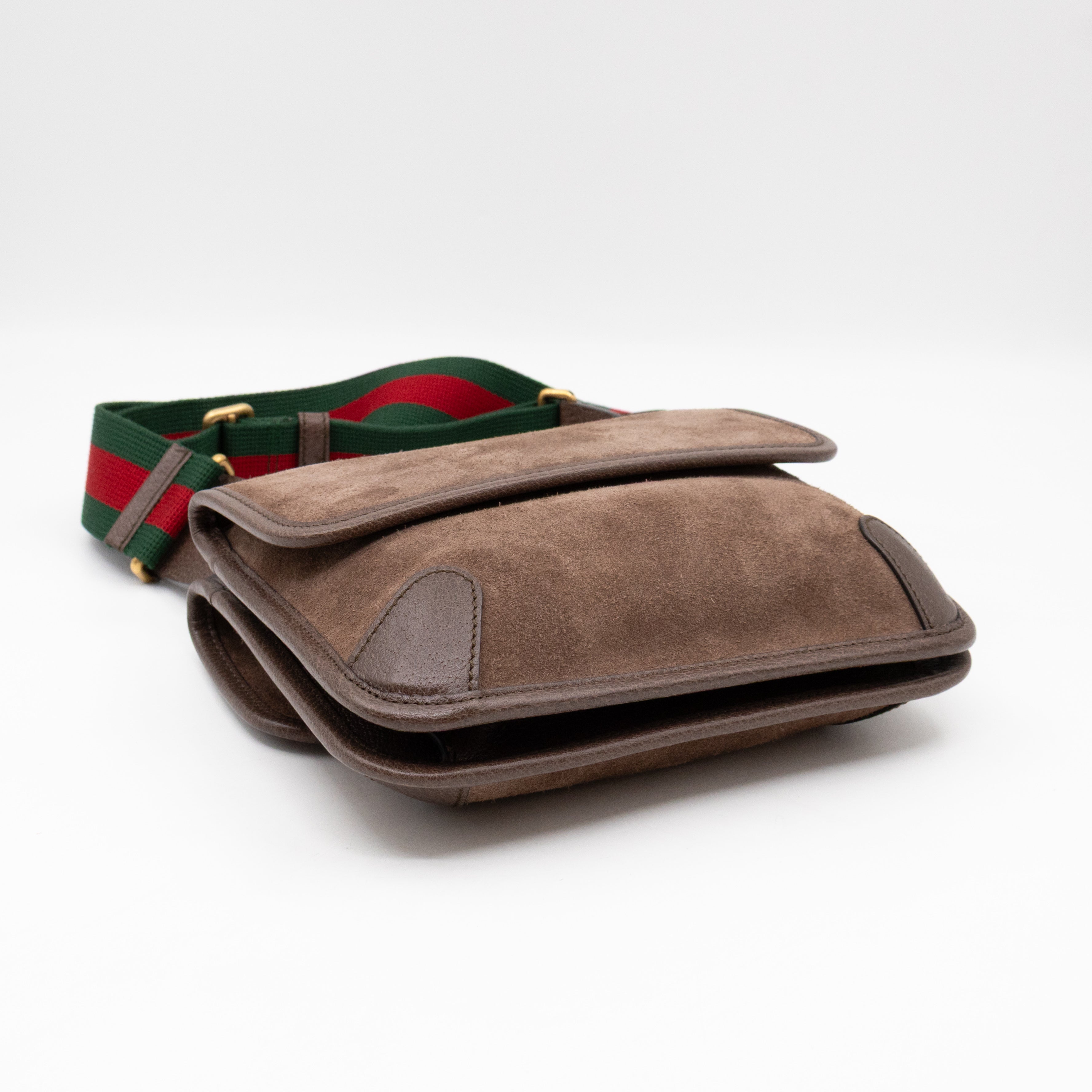 Neo Small Flap Messenger Bag Brown Suede