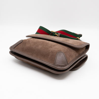 Neo Small Flap Messenger Bag Brown Suede