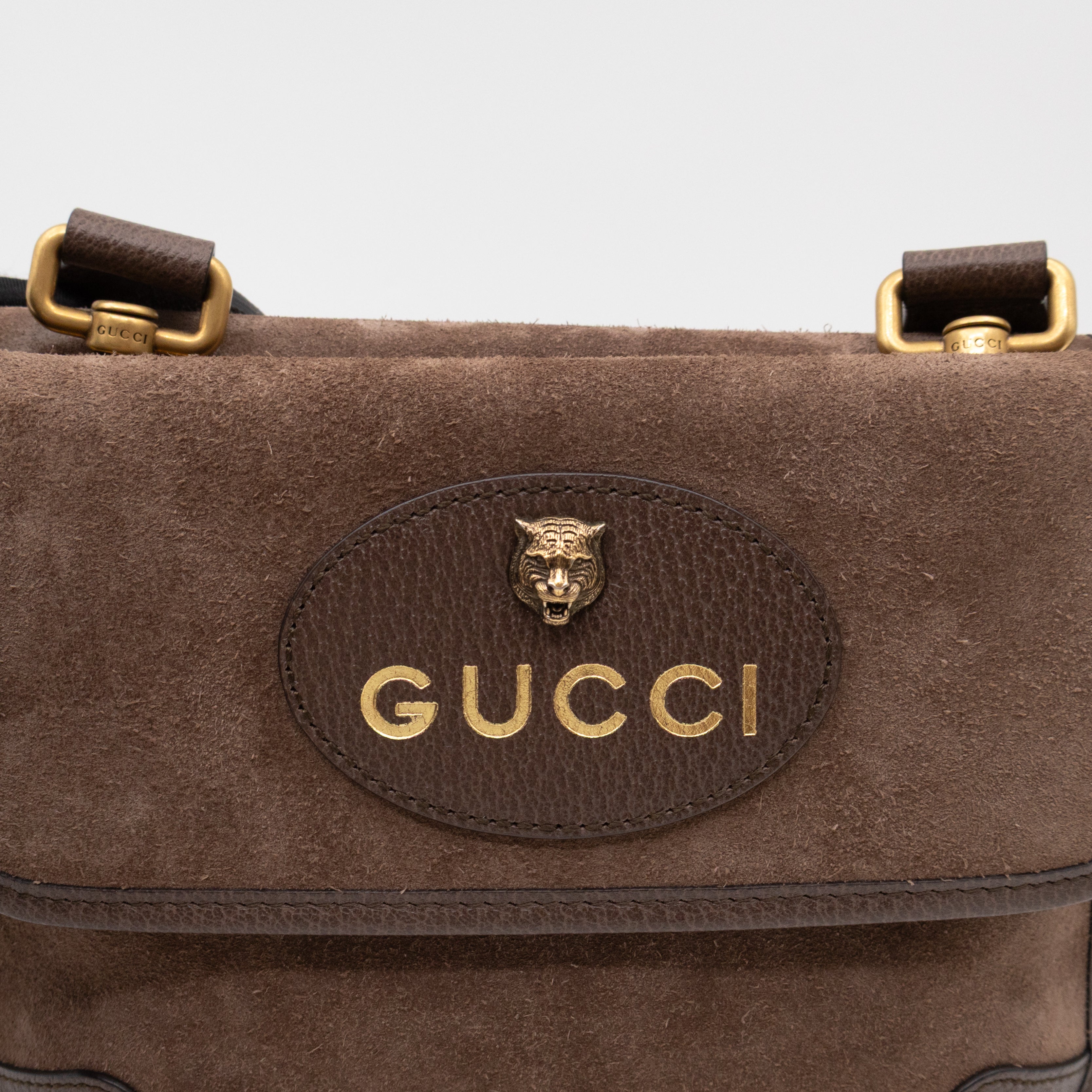 Neo Small Flap Messenger Bag Brown Suede
