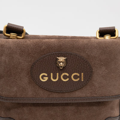 Neo Small Flap Messenger Bag Brown Suede
