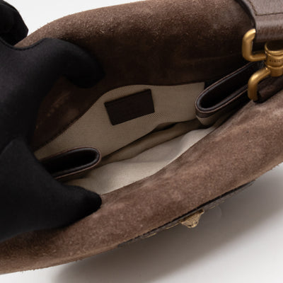 Neo Small Flap Messenger Bag Brown Suede
