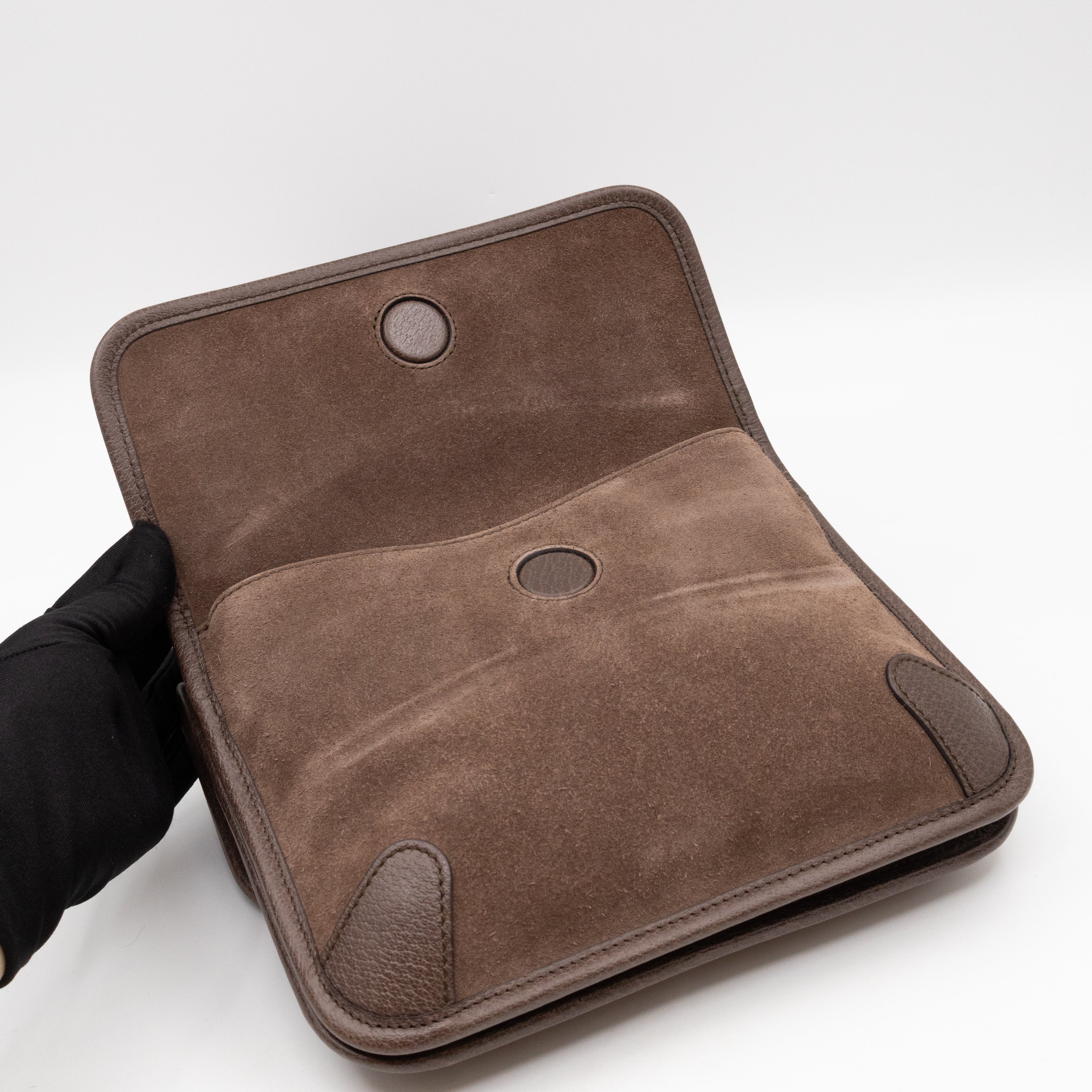 Neo Small Flap Messenger Bag Brown Suede