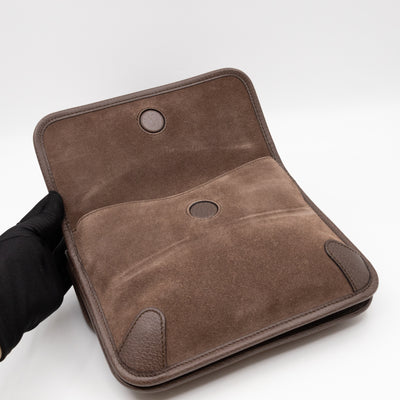 Neo Small Flap Messenger Bag Brown Suede