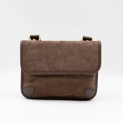 Neo Small Flap Messenger Bag Brown Suede