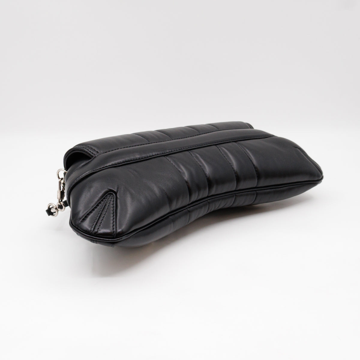 Horsebit Chain Medium Shoulder Bag Black Quilted Lambskin Leather