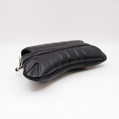 Horsebit Chain Medium Shoulder Bag Black Quilted Lambskin Leather
