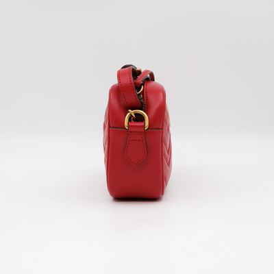 GG Marmont Matelassé Mini Red Leather