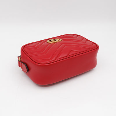 GG Marmont Matelassé Mini Red Leather