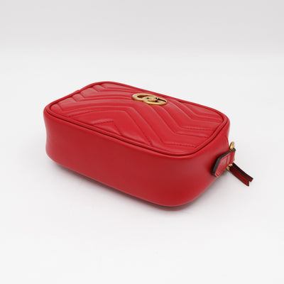 GG Marmont Matelassé Mini Red Leather