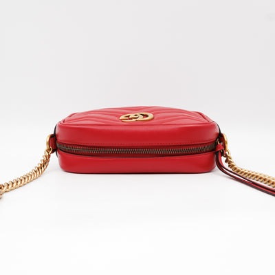GG Marmont Matelassé Mini Red Leather