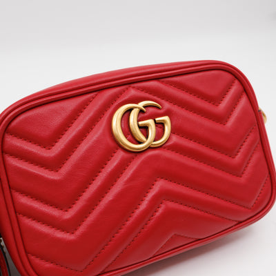 GG Marmont Matelassé Mini Red Leather