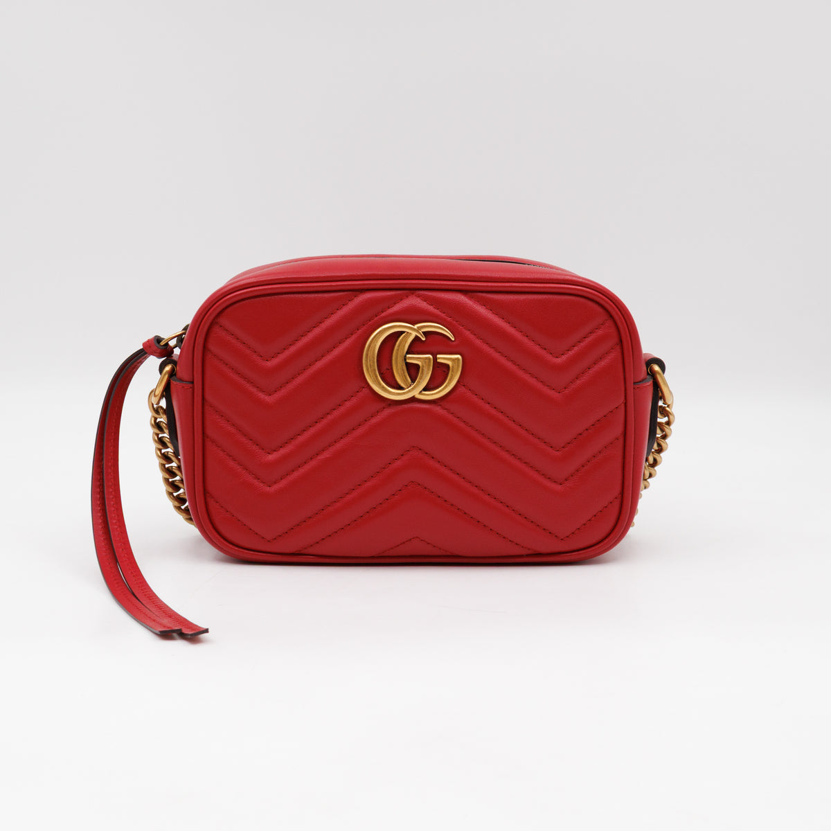 GG Marmont Matelassé Mini Red Leather