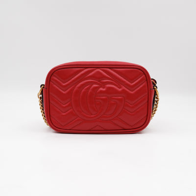 GG Marmont Matelassé Mini Red Leather