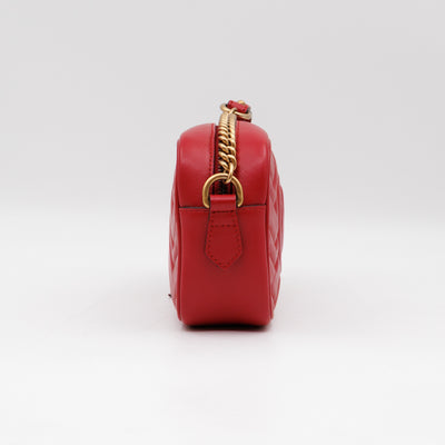 GG Marmont Matelassé Mini Red Leather
