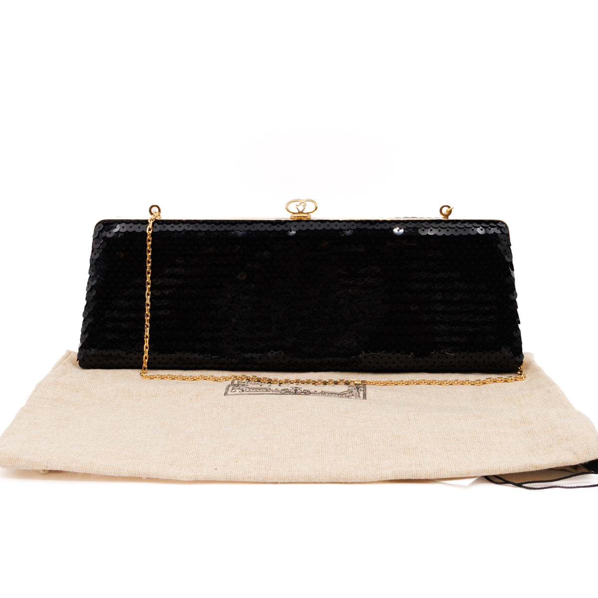 Broadway Clutch Black Sequins Satin