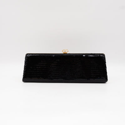 Broadway Clutch Black Sequins Satin