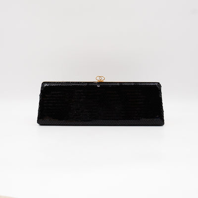 Broadway Clutch Black Sequins Satin