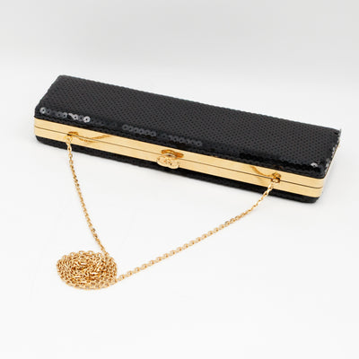 Broadway Clutch Black Sequins Satin