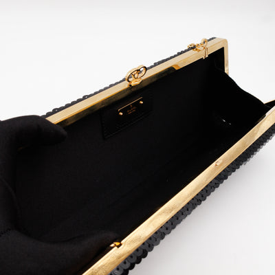 Broadway Clutch Black Sequins Satin