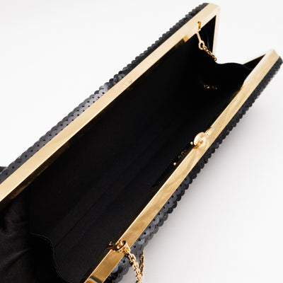 Broadway Clutch Black Sequins Satin