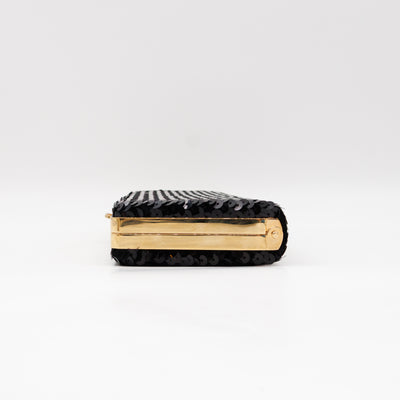 Broadway Clutch Black Sequins Satin