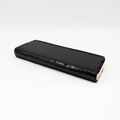 Broadway Clutch Black Sequins Satin