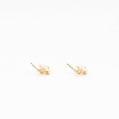Floragram Earrings Resin Beads White & Gold