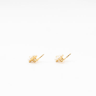 Floragram Earrings Resin Beads White & Gold