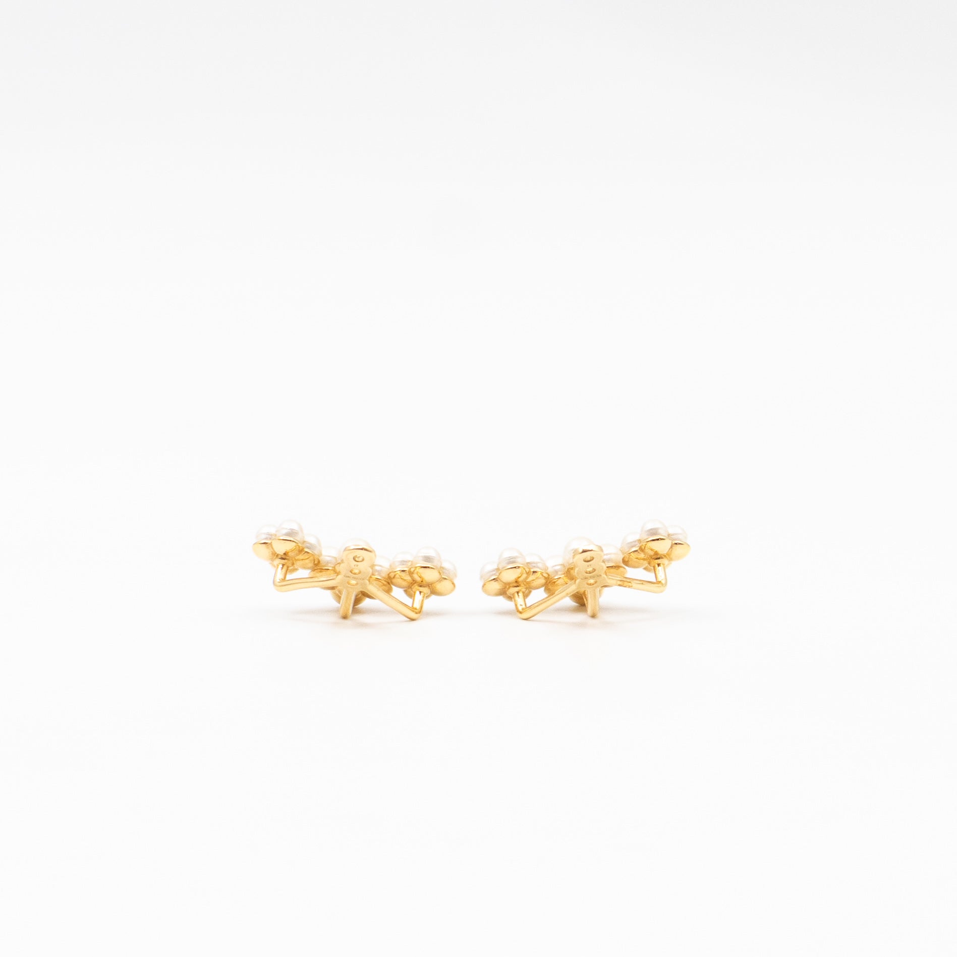 Floragram Earrings Resin Beads White & Gold