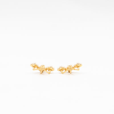 Floragram Earrings Resin Beads White & Gold